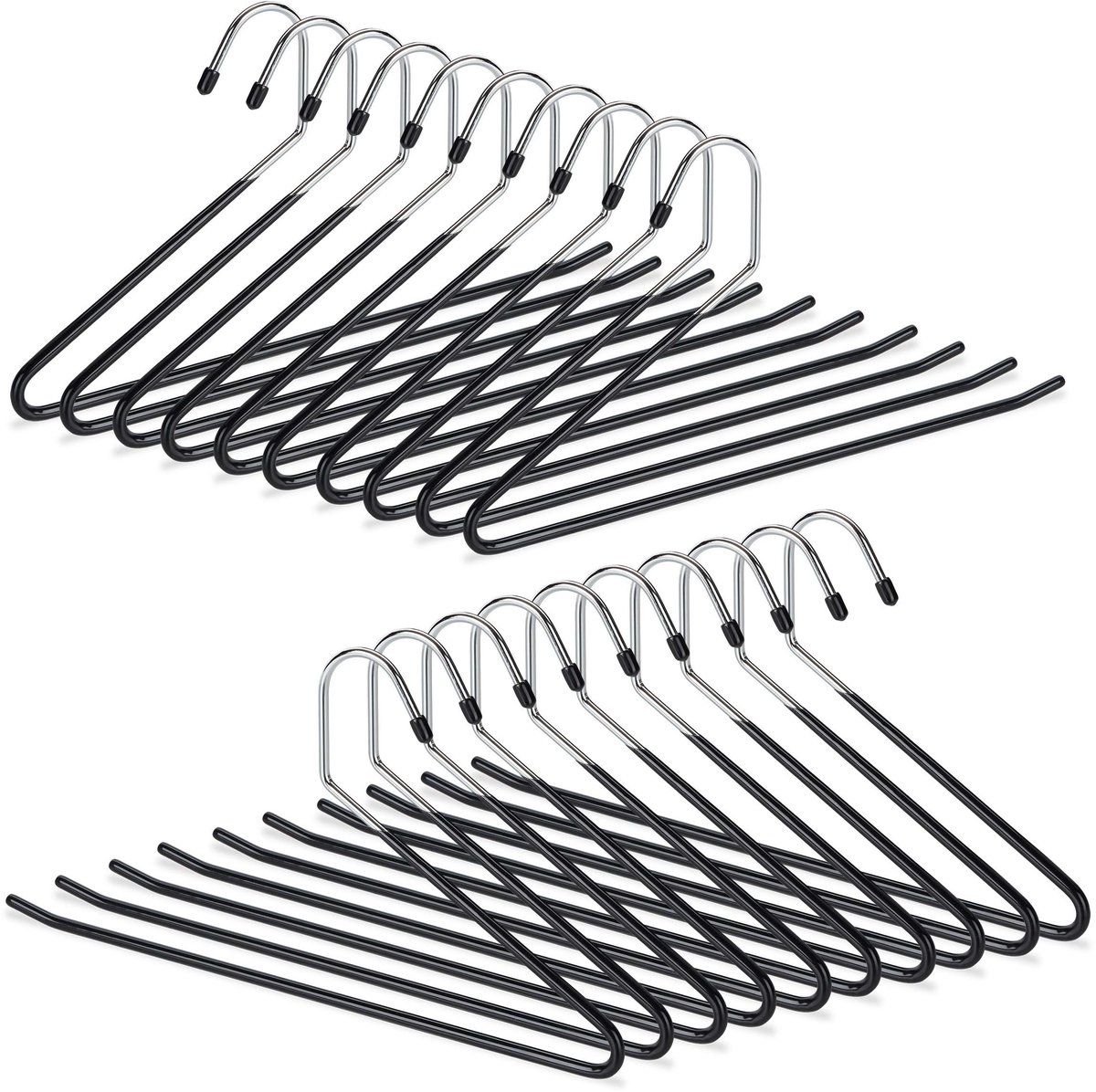Famanu - Broekhanger antislip van metaal, ruimtebesparend, set van 20, 18 cm, kledinghangers voor broeken in zwart