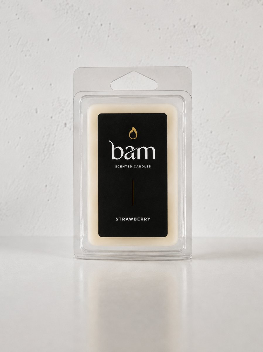 Bam Waxmelts Strawberry – Aardbei Geurwax – Vegan Wax Melts van Natuurlijke Zonnebloemwas – Geurblokjes voor Waxbrander – Handgemaakt in België wit