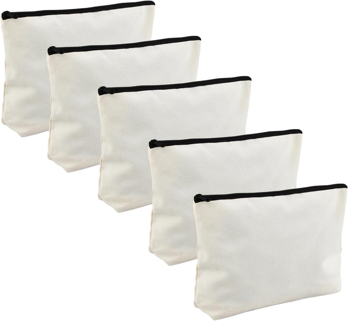 Linnen tasjes onbedrukt - Wit - 24 x 5 x 16 cm - Canvas Make-uptas voor DIY en Opbergen