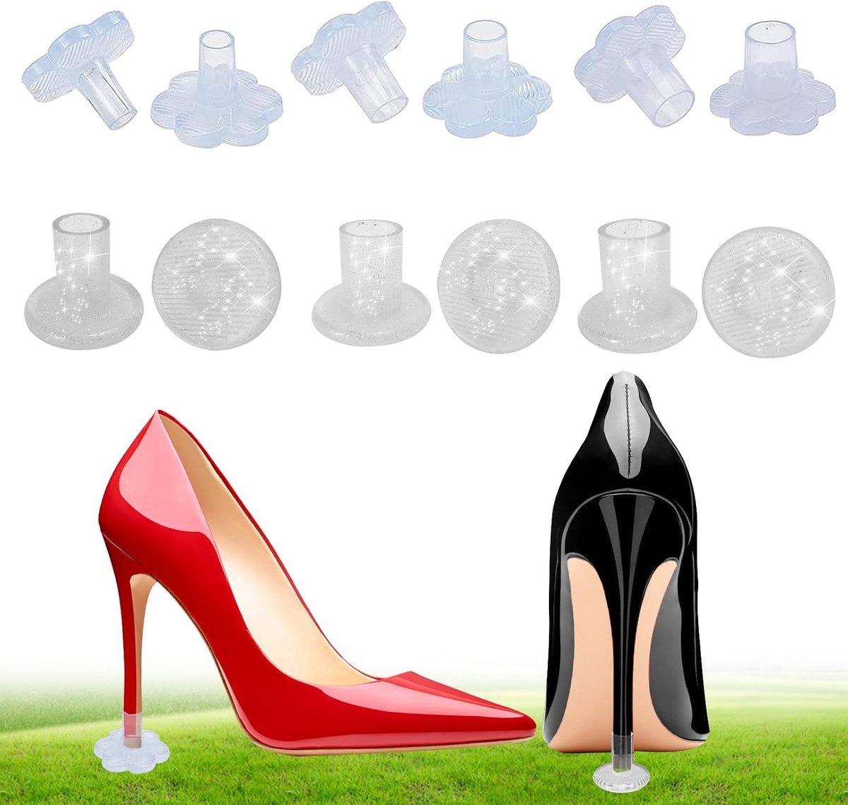 Hakbeschermers naaldhak - Helder - 3 Maten - TPU Antislip Hielbescherming voor Stiletto's - Voor Dames
