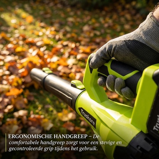 Truskore Accu Bladblazer -Draadloze Bladblazer - Lichtgewicht en Krachtig - 260km/u Luchtsnelheid - Geschikt voor Bladeren en Tuinafval - Incl. 2x Accu's (4.0Ah) van Truskore — afbeelding 2