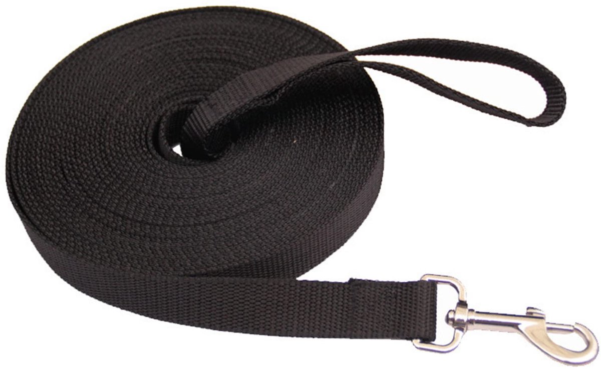LATRAT Lanyard voor honden, 1,2 ~ 30 m, trainingslijn, lange lijn, zwart, 5 m x 1,5 cm - ShopVlot