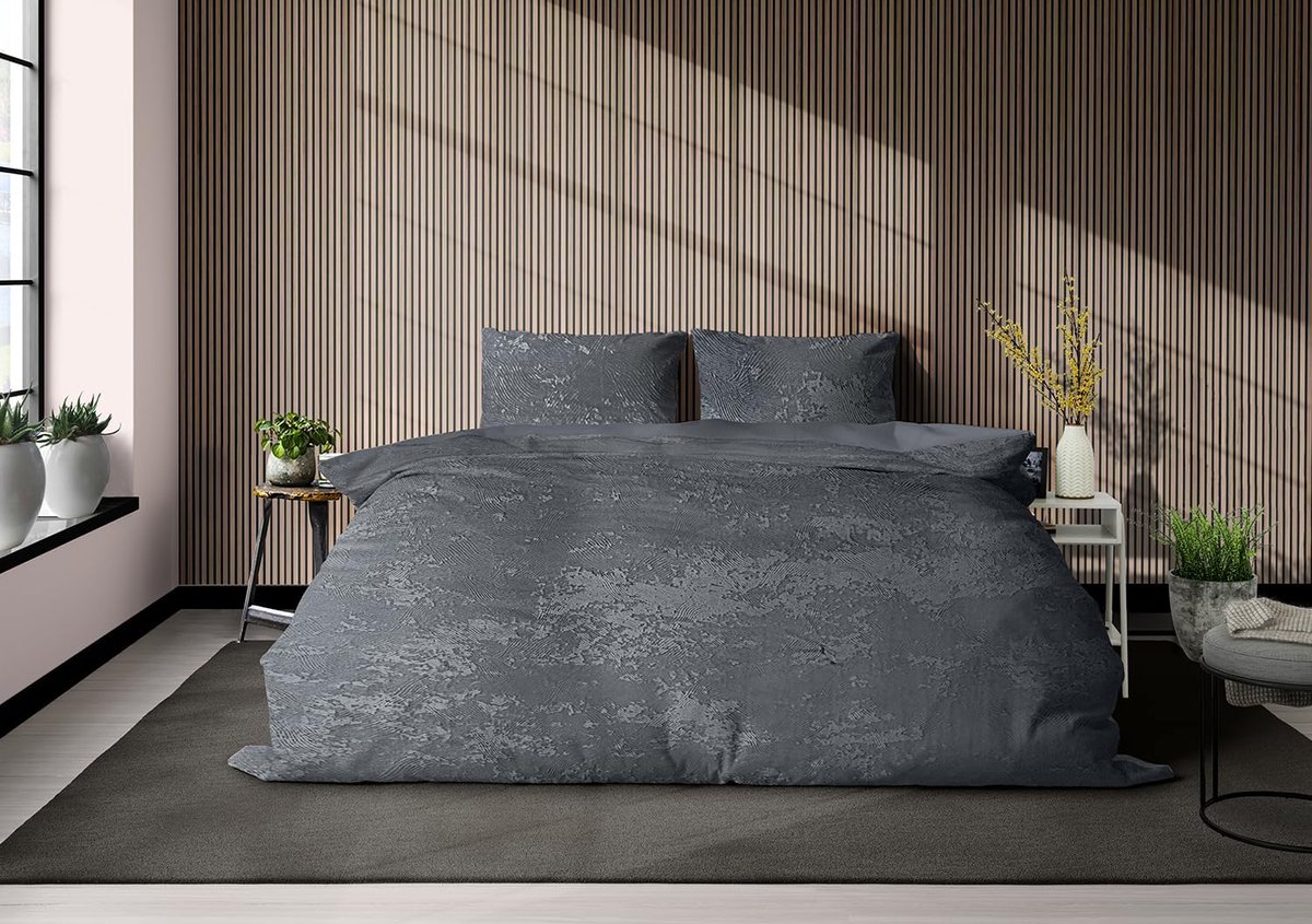 Dekbedovertrek 3D Embossed Velvet Wave - dark grey 240x200/220cm - ShopVlot