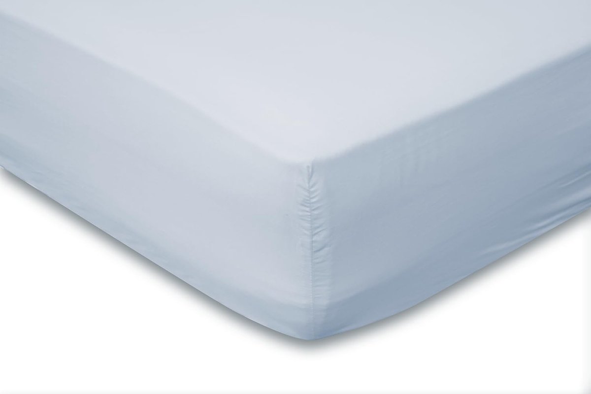 Fitted sheet Cotton Percale 35cm Corner height - light blue 160x200cm - ShopVlot