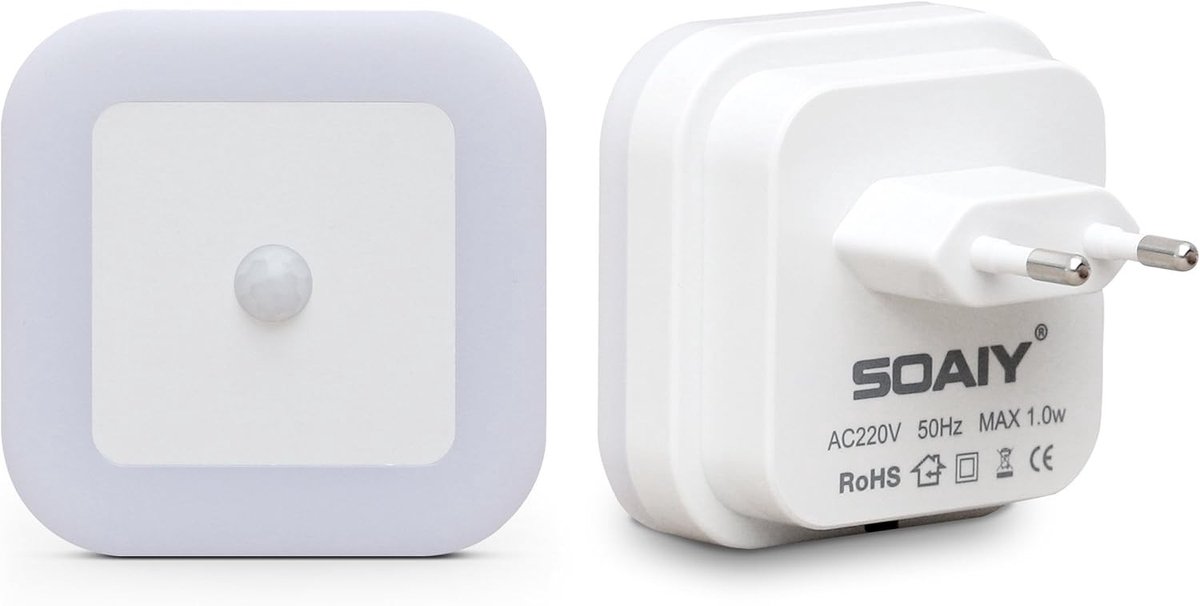 Sensor lampjes met bewegingsmelder - Warm wit - Stopcontact - LED nachtlampje met PIR sensor - Voor hal en kinderkamer