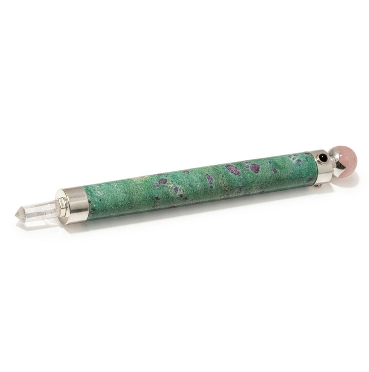 Groene Hart Wand - Robijn Fuchsiet Rozenkwarts Kristallen Bol bovenaan - 23 cm
