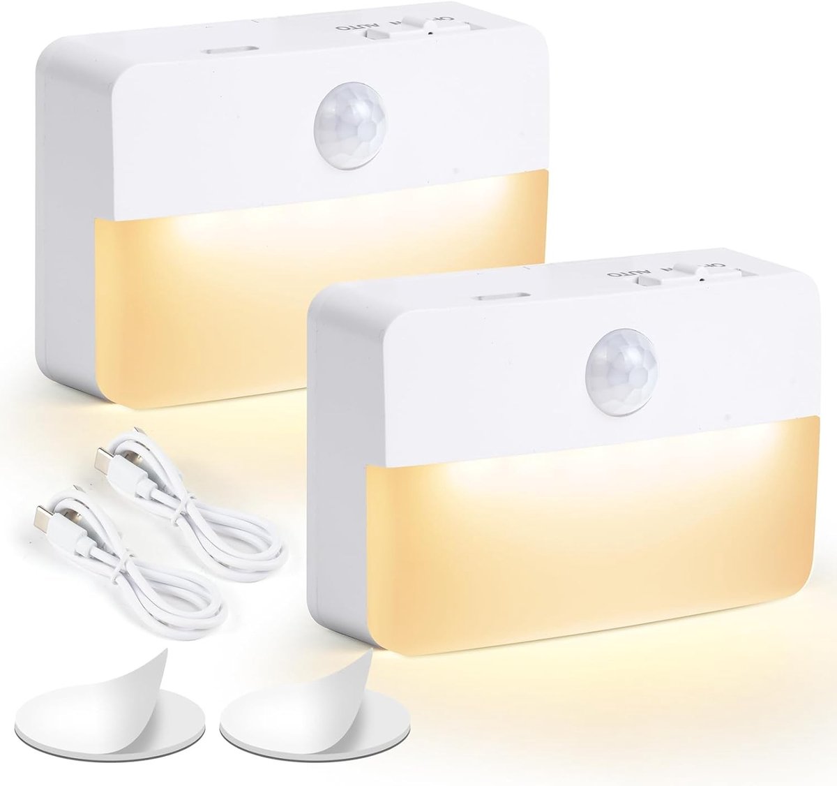 Lexium Store Sensor lampjes met bewegingsmelder - Wit - Oplaadbaar LED Nachtlampje met Schemersensor - Voor Binnengebruik Oplaadbaar model