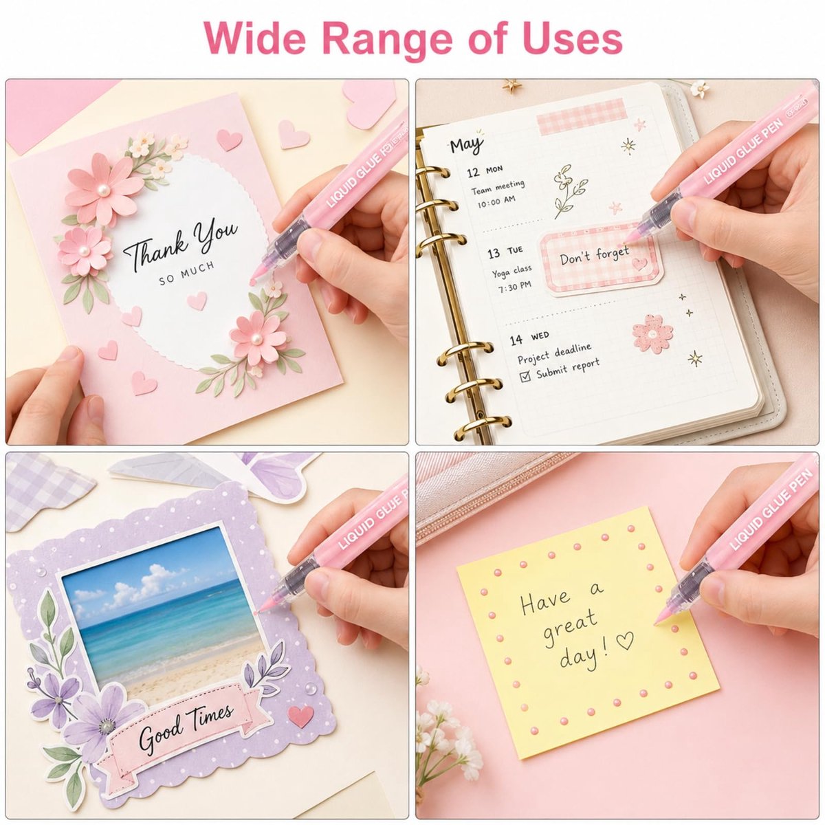 FloraVigo Set van 3 sneldrogende vloeibare lijmstiften, lijmstiften in stiftvorm, geschikt voor scrapbooking, dagboek - ShopVlot