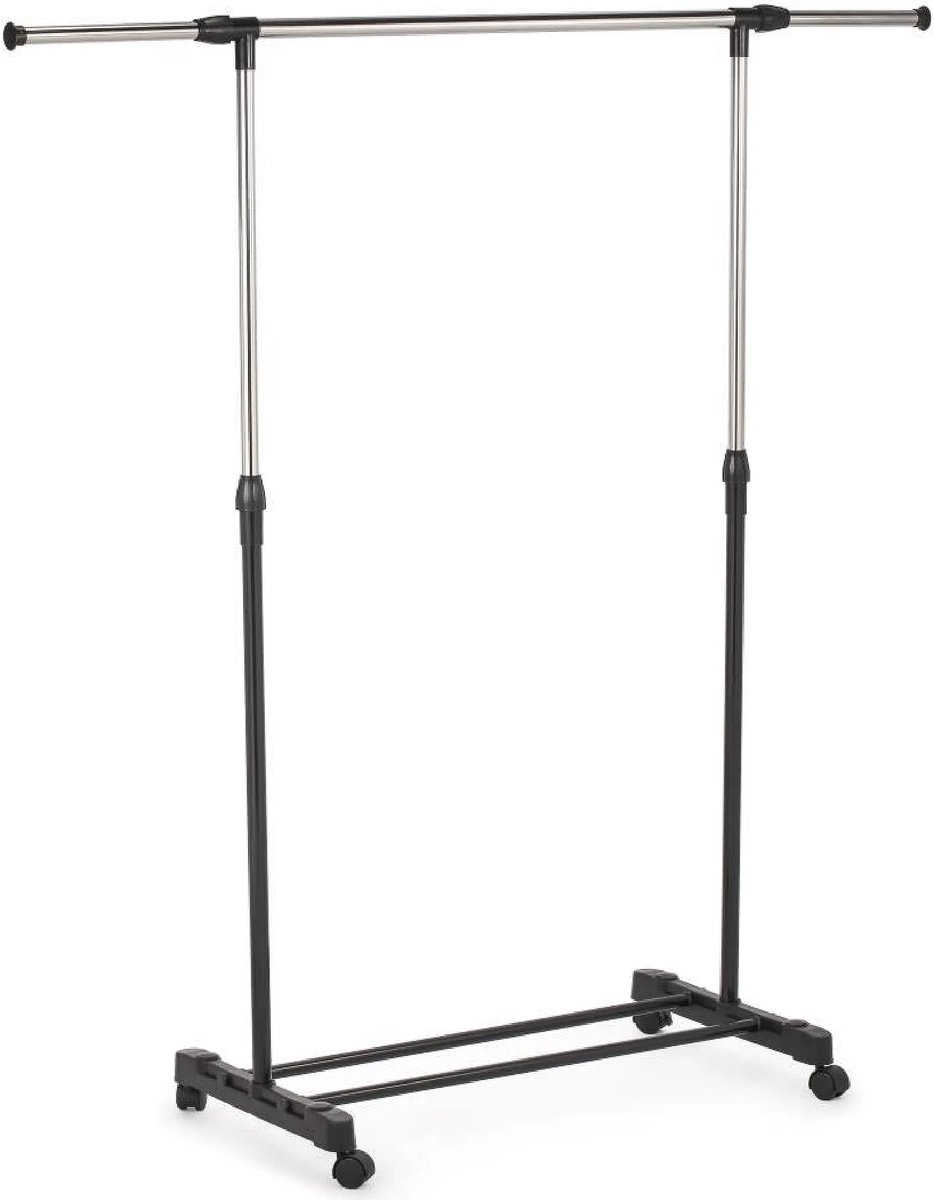 Benson Uitschuifbaar kledingrek 89-145 cm zwart met handige wielen