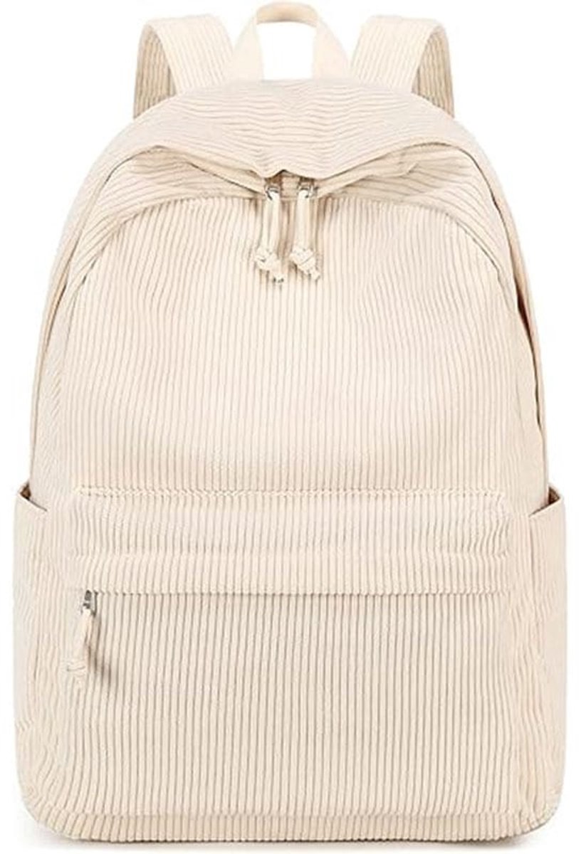 Rugtas - Ruime en Waterafstotende Rugzak - Tas – Schoolrugzak - Tieners - Lichte Rugzak voor School - Waterafstotend - Dagrugzak – Boekentas - Beige - LOUZIR