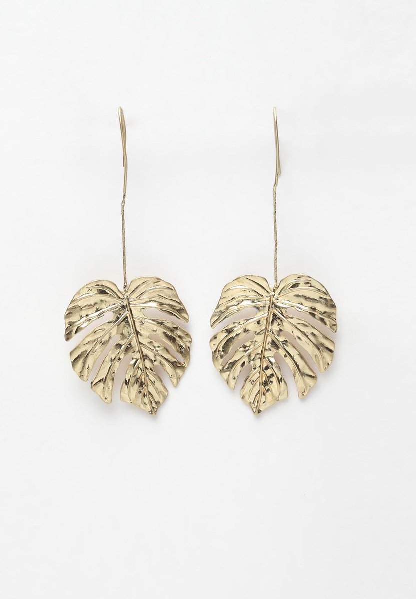 AVANT-GARDE PARIS Goud Leaf Oorbellen - Minimalistisch Design 8cm - 1 stuk - Goudkleurige Afwerking en Visdraad Sluiting