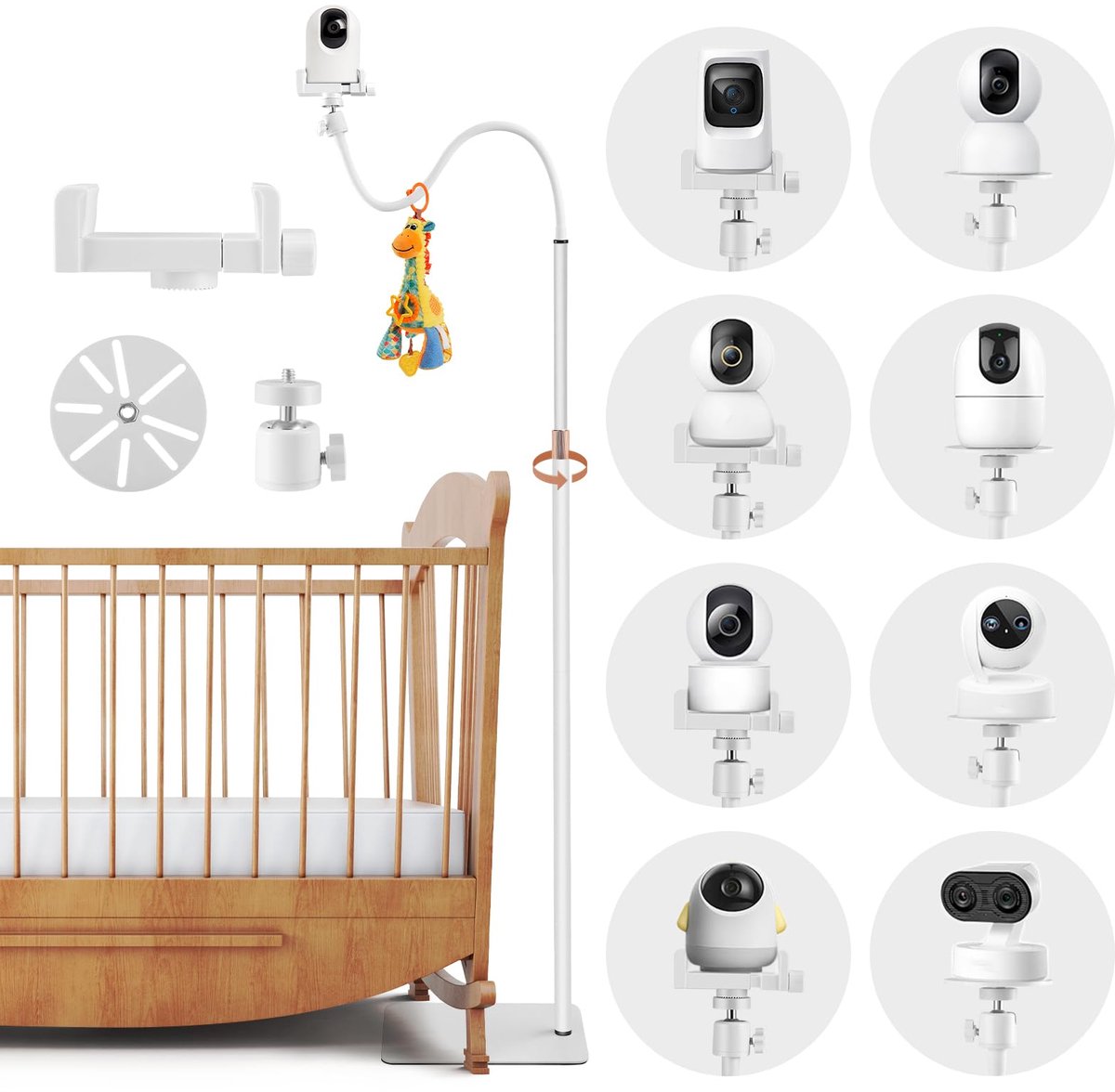 Babyfoonhouder, 170 cm in hoogte verstelbare houder babyfoon, bewakingscamerastandaard compatibel met Babysense - ShopVlot