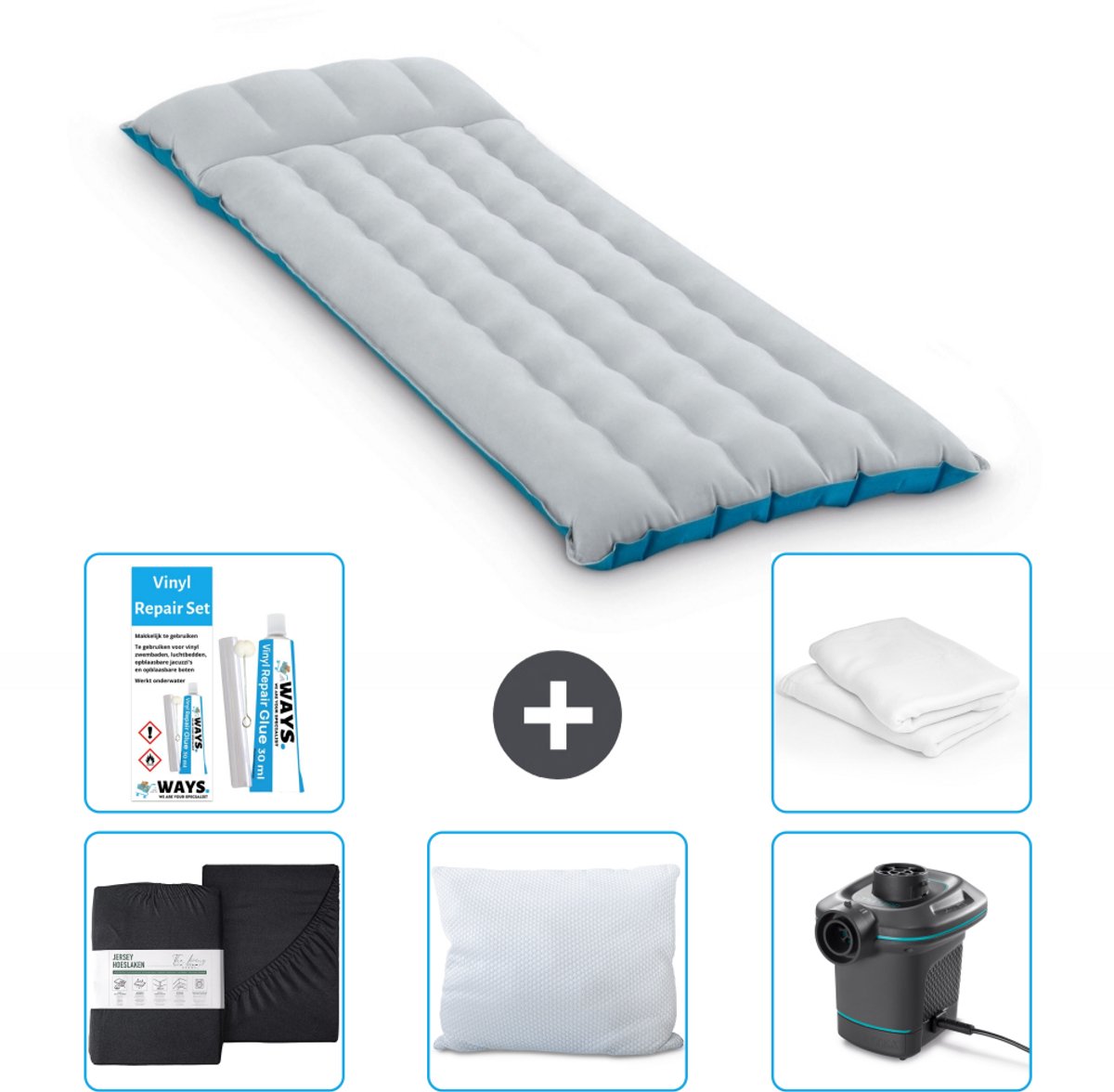 Intex Campingmat - 1-Persoons - 67 x 184 x 17 cm - Blauw - Inclusief Accessoires CB6