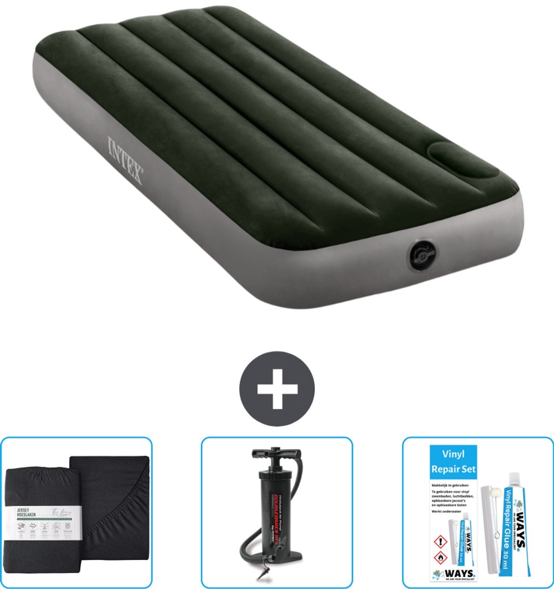 Intex Luchtbed - 1-Persoons - 76 x 191 x 25 cm - Groen - Accessoires CB7