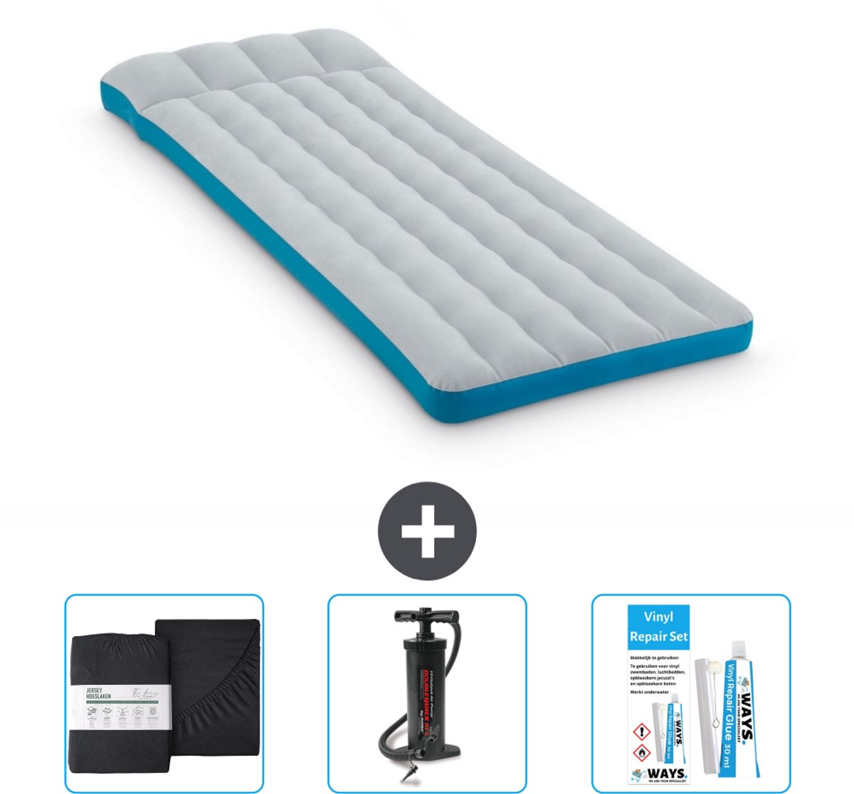 Intex Campingmat - Twijfelaar - 72 x 189 x 20 cm - Blauw - Inclusief Accessoires CB7
