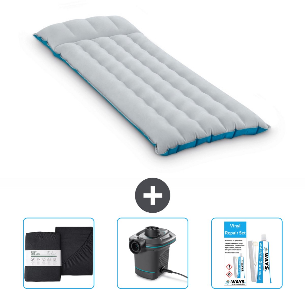 Intex Campingmat - 1-Persoons - 67 x 184 x 17 cm - Blauw - Inclusief Accessoires CB8