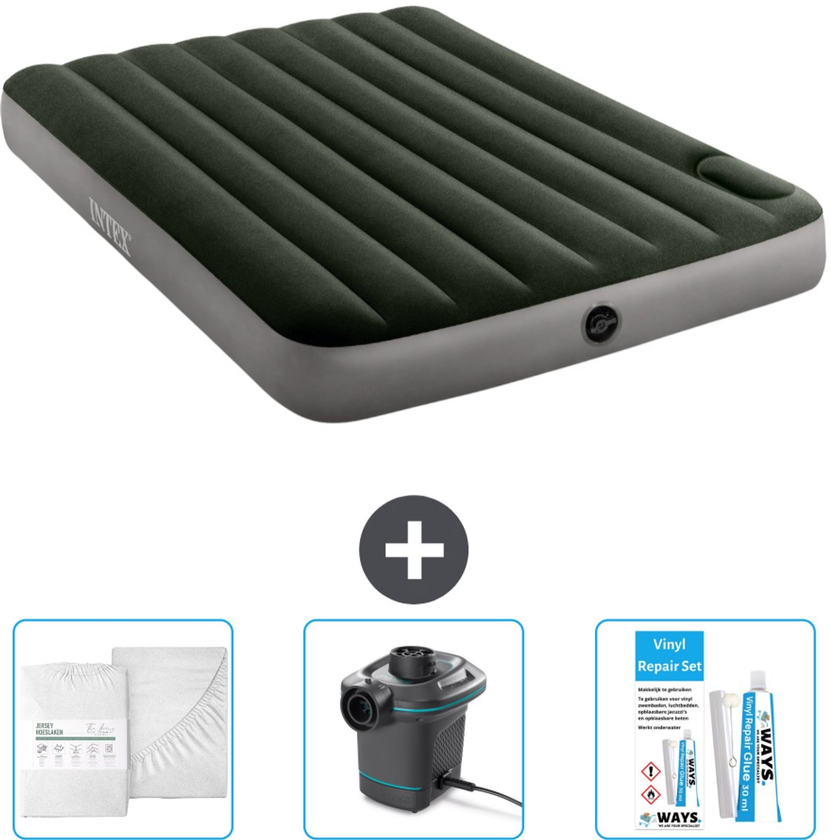 Intex Luchtbed - Twijfelaar - 137 x 191 x 25 cm - Groen - Accessoires CB4