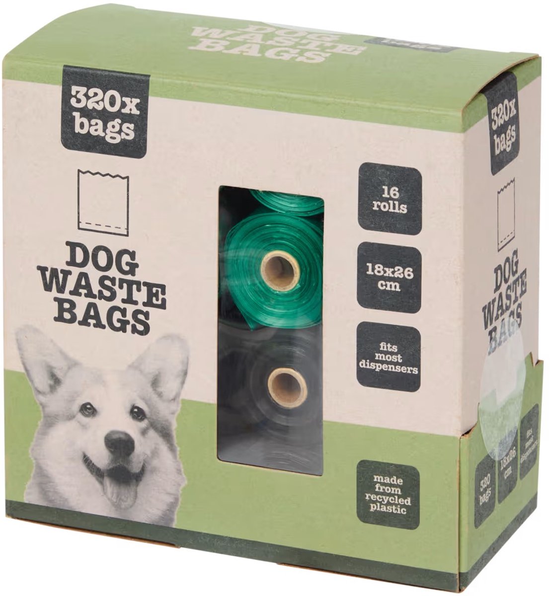 Hondenpoepzakjes - gemaakt van recycled plastic - Poepzakjes Hond - Past in bijna alle dispensers - Honden Kakzakjes - 320 zakjes - 16 rollen