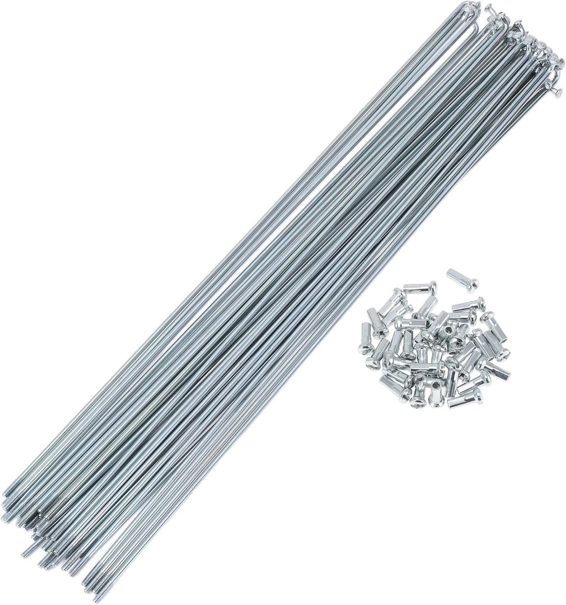 A ABSOPRO 36-Piece Set 13G Bicycle Spokes 285mm Bicycle Wheel Spokes Galvanized Carbon Steel Silver - ShopVlot