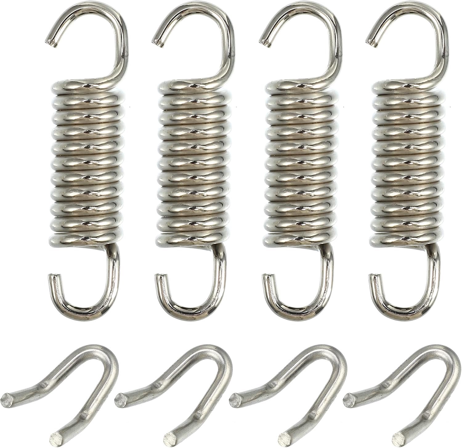 A ABSOPRO 4 Set 43mm 1.69" Exhaust Spring With U-Shaped Hooks Silver Tone - ShopVlot