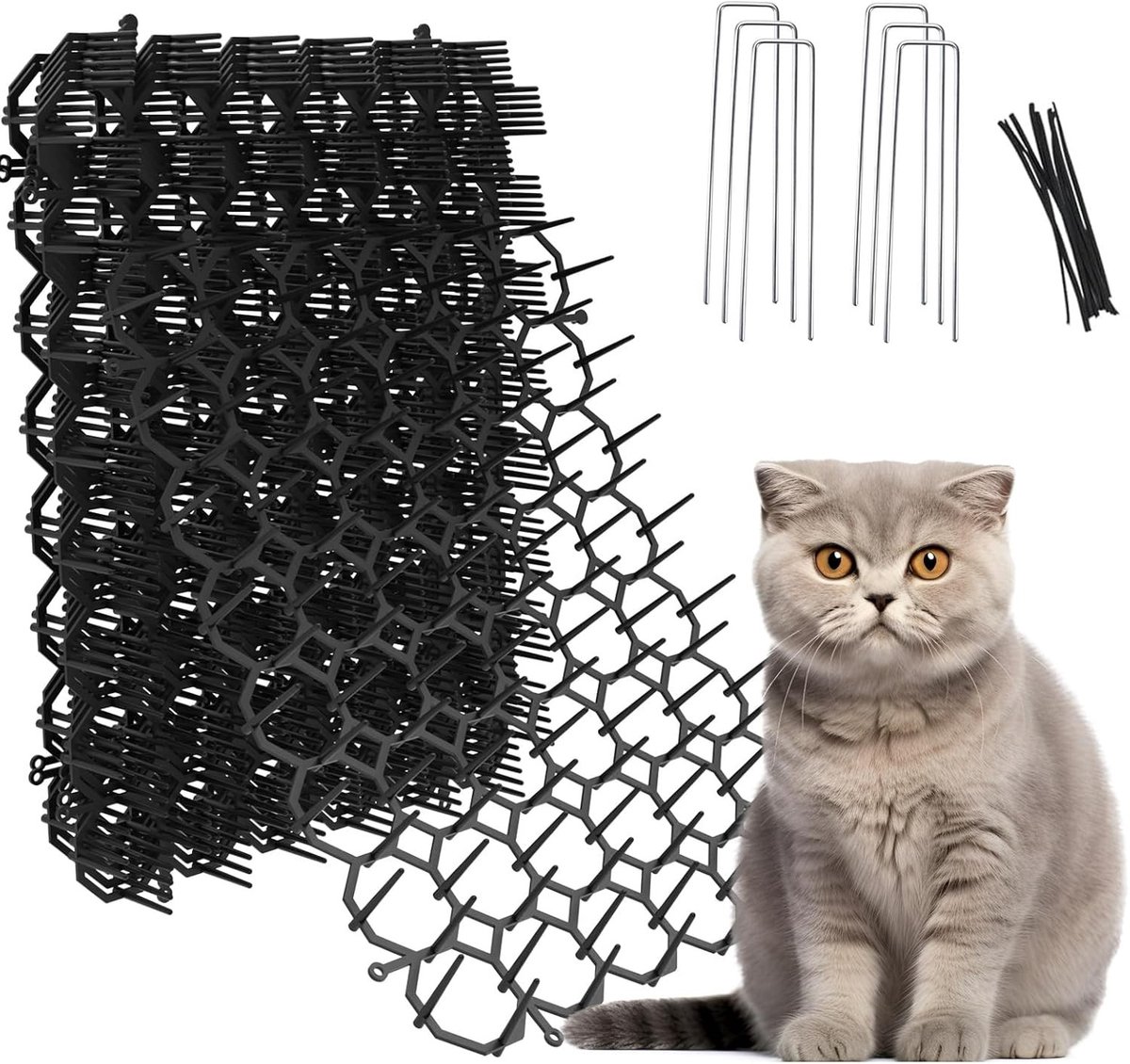 Katten Verjager voor de Tuin - Groen - 20 x 16,3 cm - Afskrikmiddel met Plastic Spikes - Voor Katten en Honden