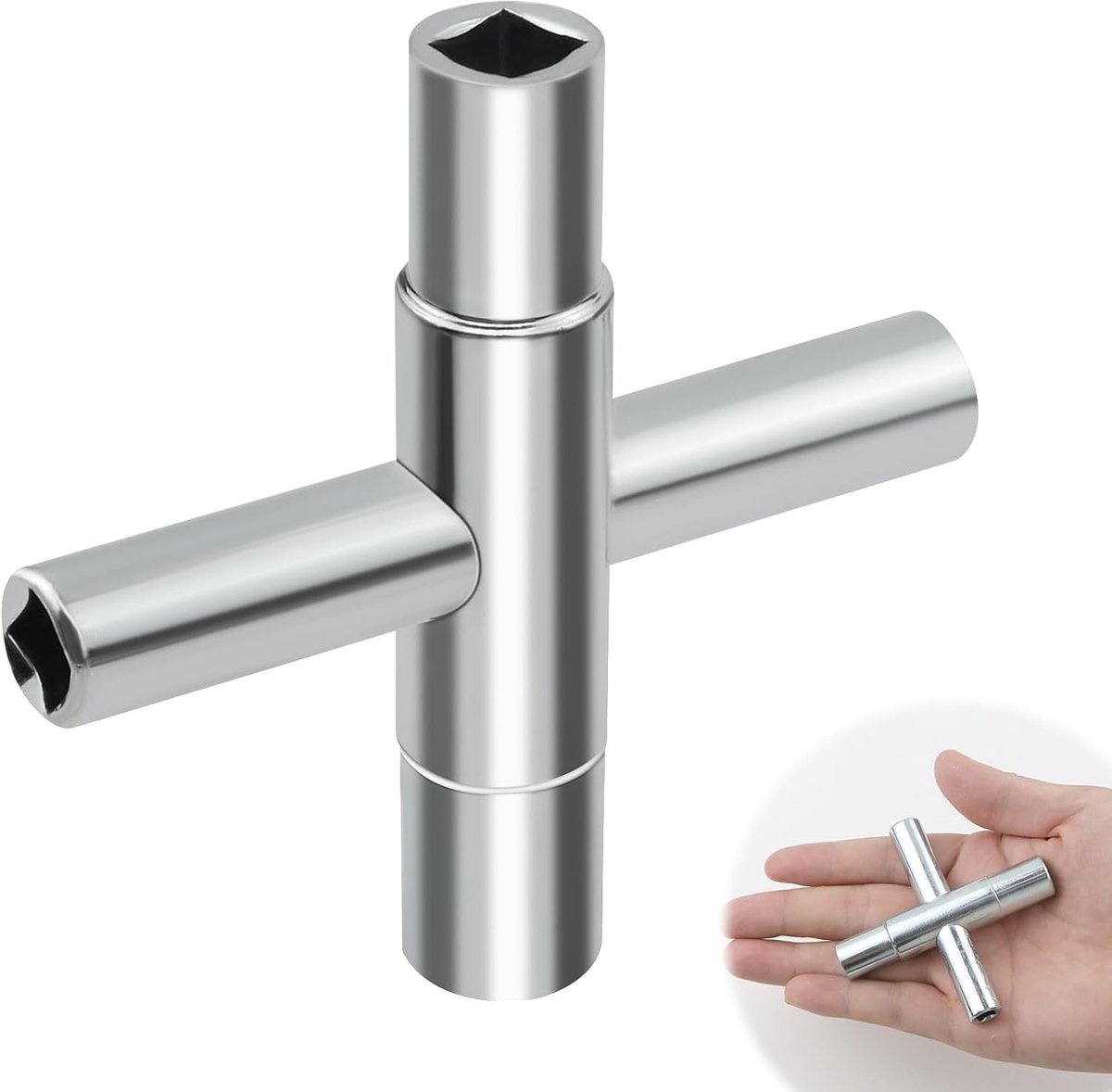 Buitenkraan sleutel - Verzinkt Staal - 6,5 mm/7 mm/8 mm/9 mm - Vierkante 4-wegsleutel voor Water- en Gasmeters