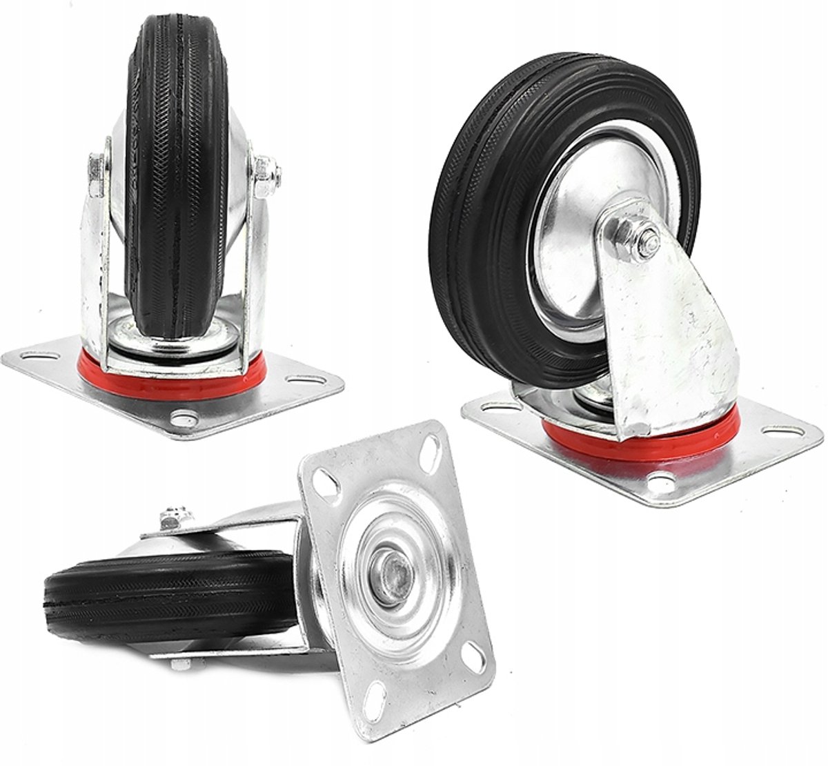 Zwenkwiel voor platformwagen, 100mm, verzinkt