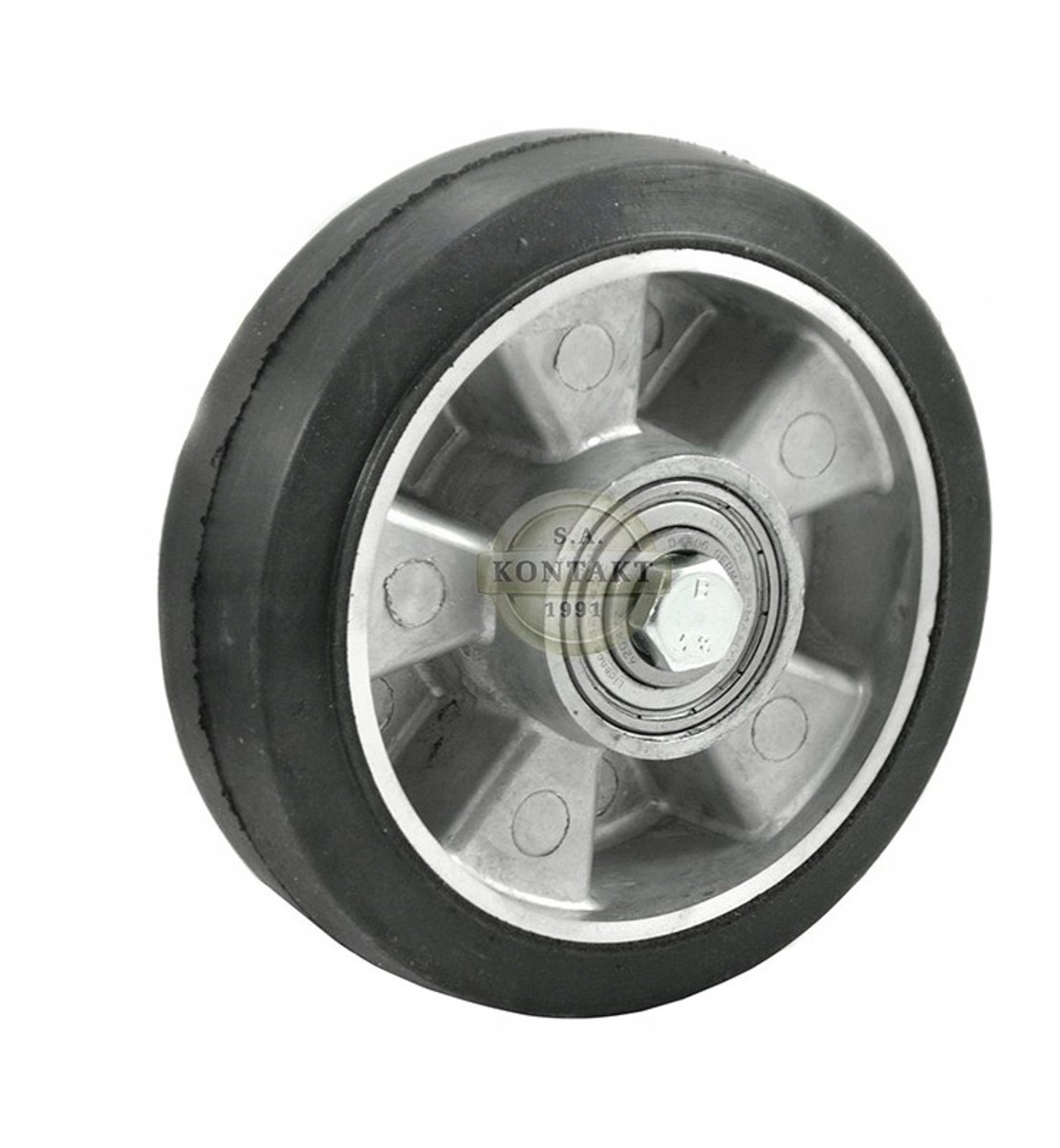 Aluminium-rubber wiel 125mm met montagekit