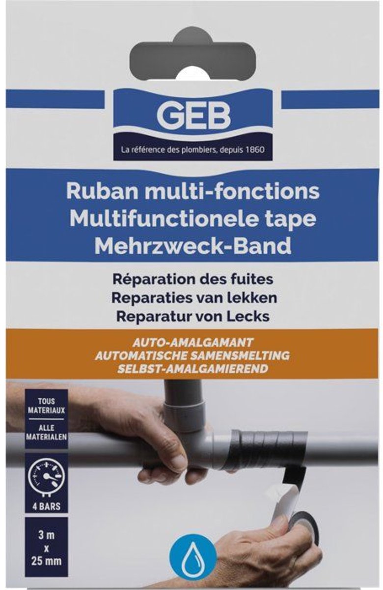 Multifunctionele tape - GEB - Zelfklevende, lekvrije tape - 3 m x 25 mm