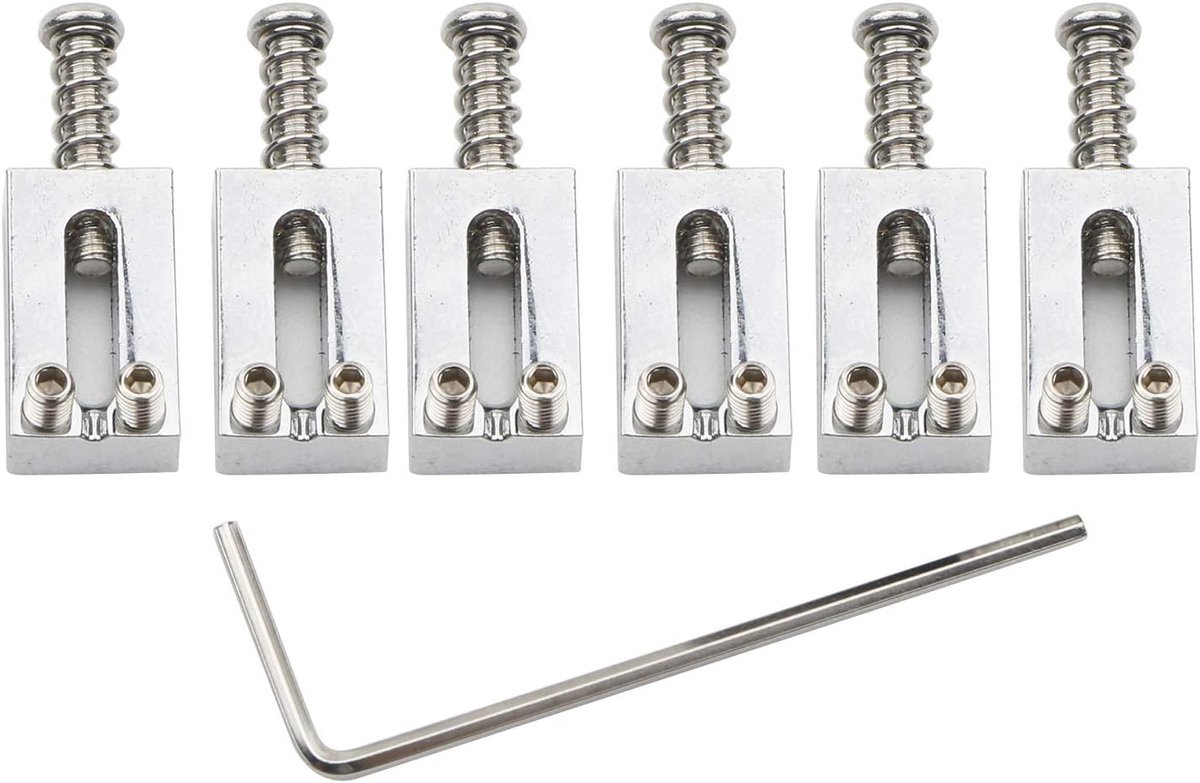 Set of 6 Guitar Bridge Saddles Drawstring Electric Guitar Tele Telecaster Bridge Roller Vibrato Replacement for - ShopVlot