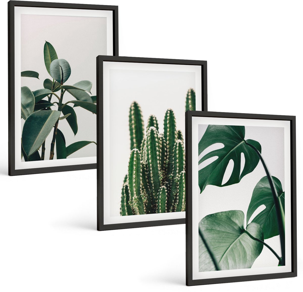 Tulup 4-Delige Schilderij Set - Tropische kamerplanten met esthetische bladeren - 40 x 60 cm - Muurdecoratie - Decoratieve Schilderijen - Wohnzimmer - Woonkamer Decoratie