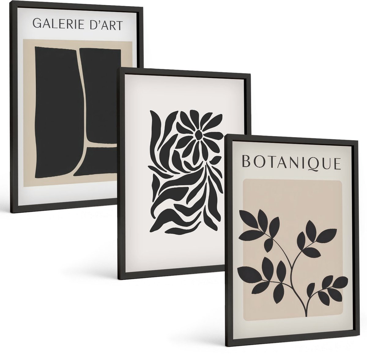 Tulup 4-Delige Schilderij Set - Abstracte bloemenpatronen en geometrische vormen - 40 x 60 cm - Decoratieve Schilderijen - Woonkamer - Interieur - Muurdecoratie