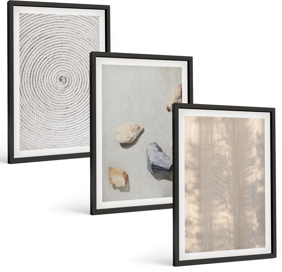 Tulup 4-Delige Schilderij Set - Boho-texturen, natuurlijke structuren - 40 x 60 cm - Muurdecoratie - Interieur Decoratie