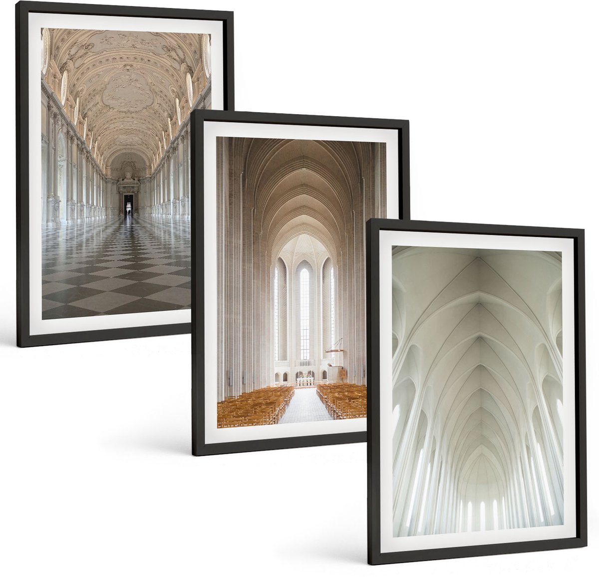 Tulup 4-Delige Schilderij Set - Interieurs van historische gebouwen en kathedralen - 40 x 60 cm - Stijlvolle Muurdecoratie - Slaapkamer - Interieur Decoratie