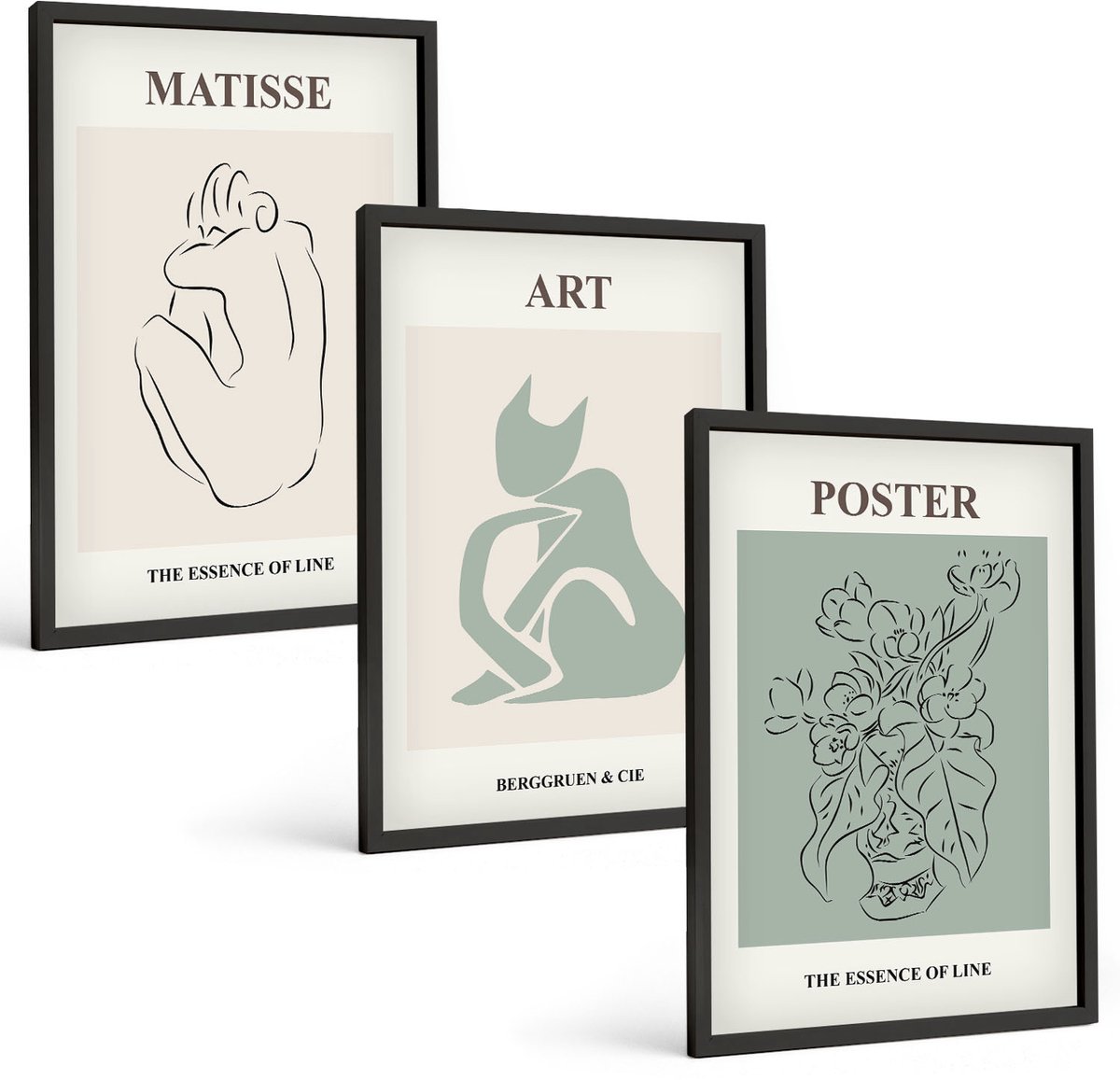 Tulup 4-Delige Schilderij Set - Posters in beige- en groentinten van Henri Matisse - 40 x 60 cm - Muurdecoratie - Schilderijen Set - Woonkamer - Stijlvolle Muurdecoratie
