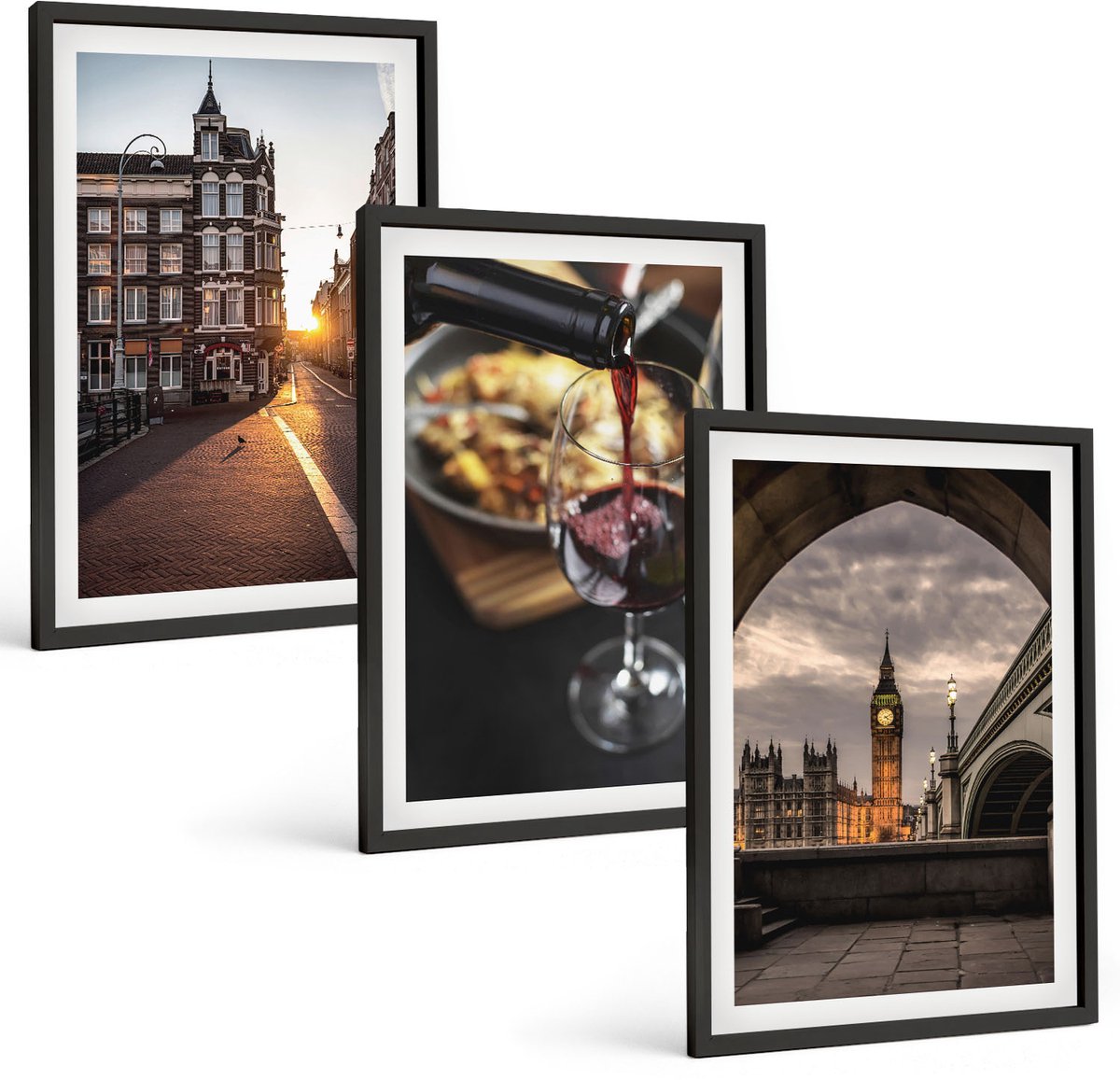 Tulup 4-Delige Schilderij Set - Een serie foto's met stadseten en een uitzicht op Londen. - 40 x 60 cm - Moderne Wanddecoratie - Woonkamer - Stijlvolle Muurdecoratie