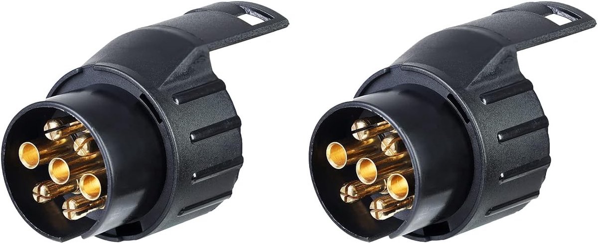 Aanhanger Adapter - Zwart - 2 x Adapter 7 Naar 13 Polige - Kunststof met Messing Pinnen - Voor 12V Systemen