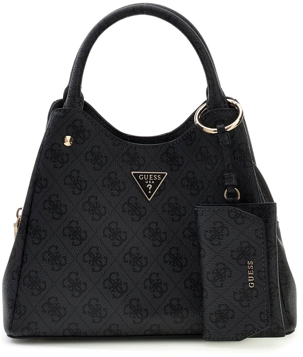 GUESS handtas schoudertas Lorella Logo Girlfriend Tote Coal Logo donkergrijs