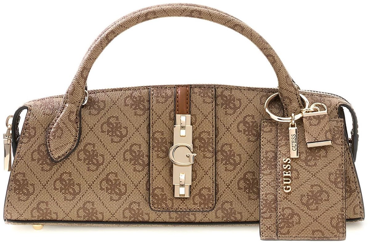 GUESS handtas schoudertas Yvonne Logo Mini Satchel Latte Logo beige