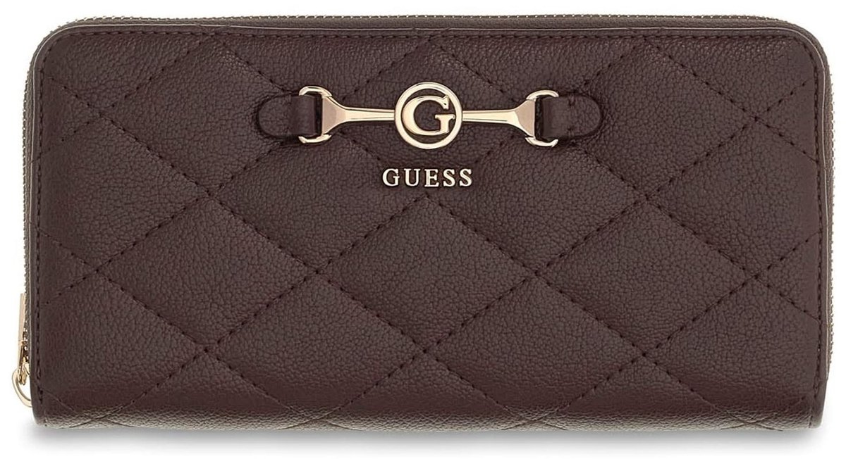 GUESS portemonnee Frances SLG Large Zip Around Wallet Brown donkerbruin