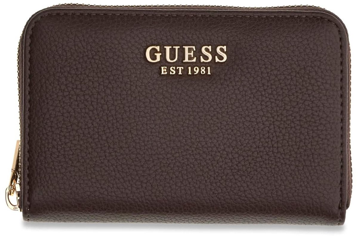 GUESS portemonnee Melody Logo SLG Zip Around Wallet Brown donkerbruin