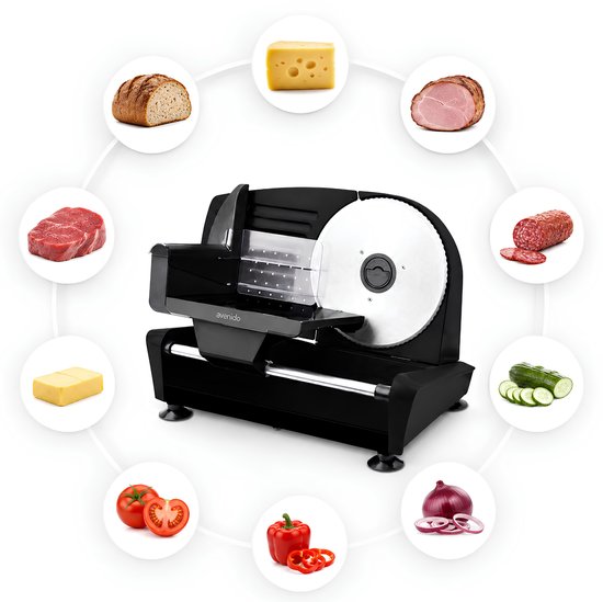 Avenido™ - Elektrische RVS Snijmachine - Ø19CM - Snijdikte 0-15MM - Allessnijder - Broodsnijmachine - Vleeswaren Snijmachine Kaassnijmachine Elektrisch - Food Slicer van Avenido — afbeelding 4
