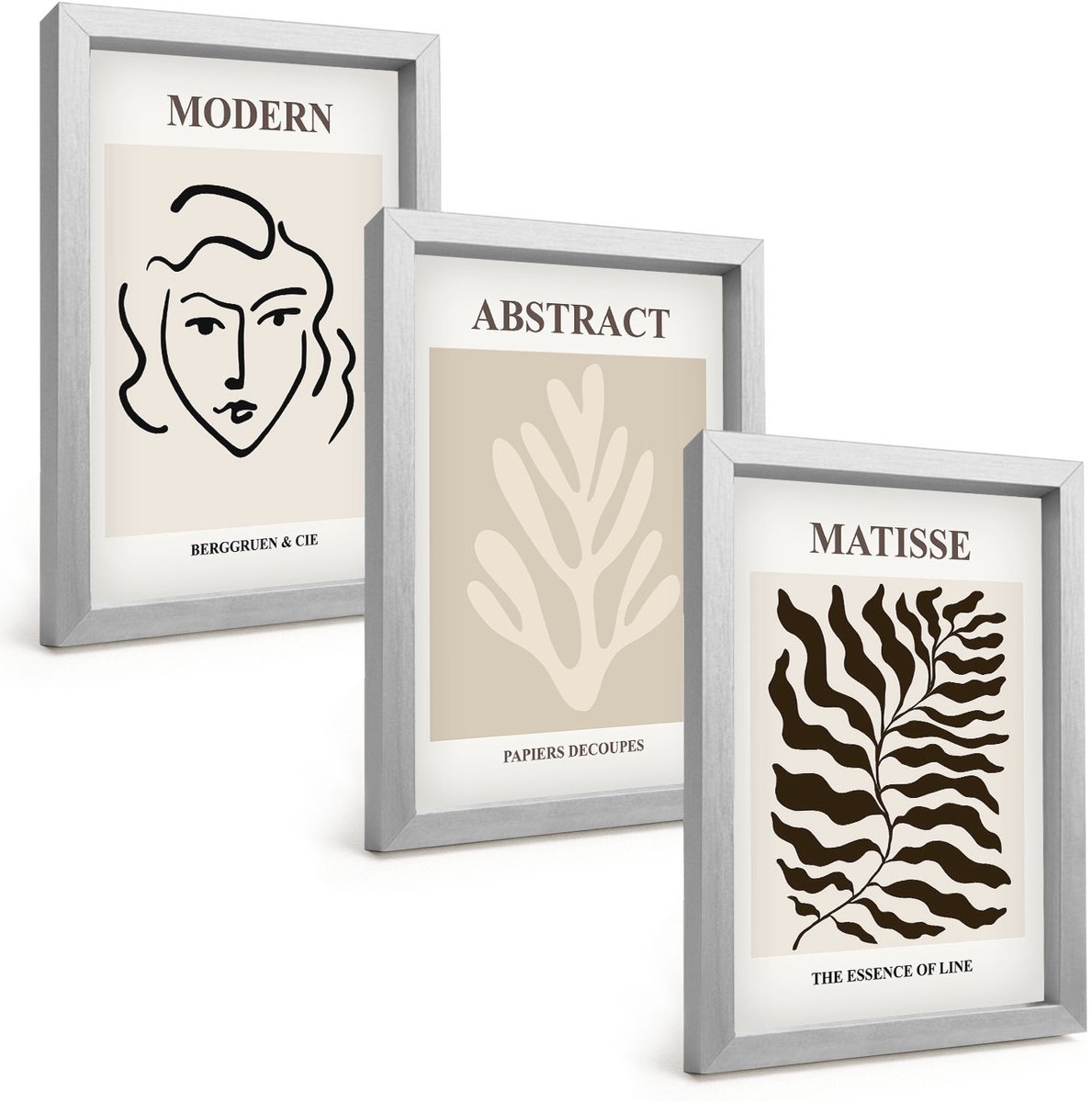 Tulup 4-Delige Schilderij Set - Illustraties van gezichten en bladeren, grafische vormgeving door Henri Matisse - 20 x 30 cm - Schilderijen Set - Wanddecoratie - Woonkamer