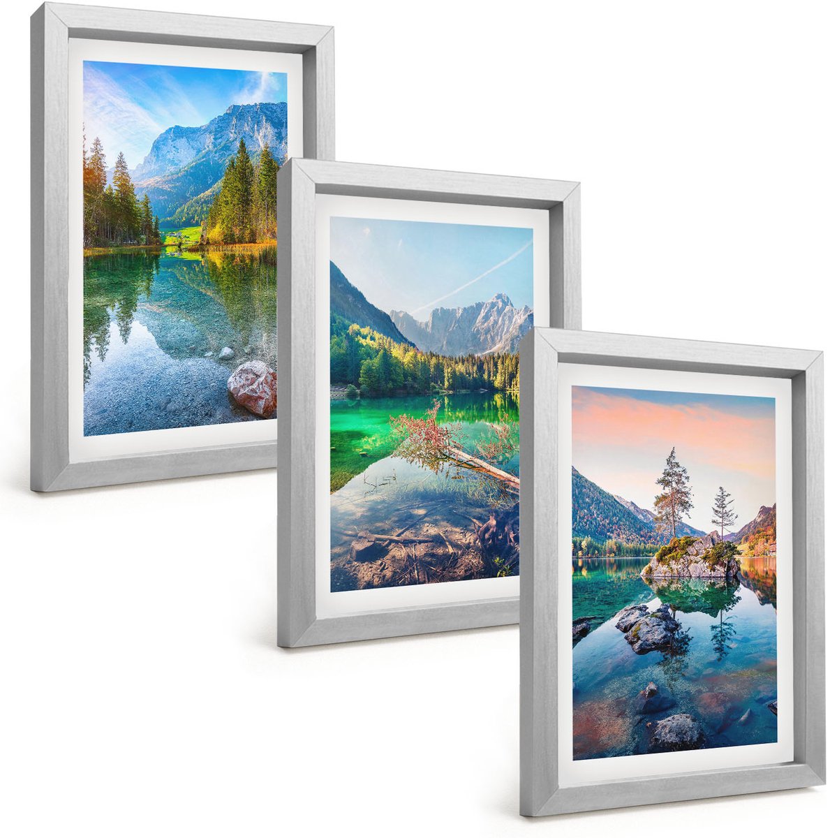 Tulup 4-Delige Schilderij Set - Bergmeren met water en omringende natuurlandschappen - 20 x 30 cm - Decoratieve Schilderijen - Woonkamer - Interieur - Wanddecoratie
