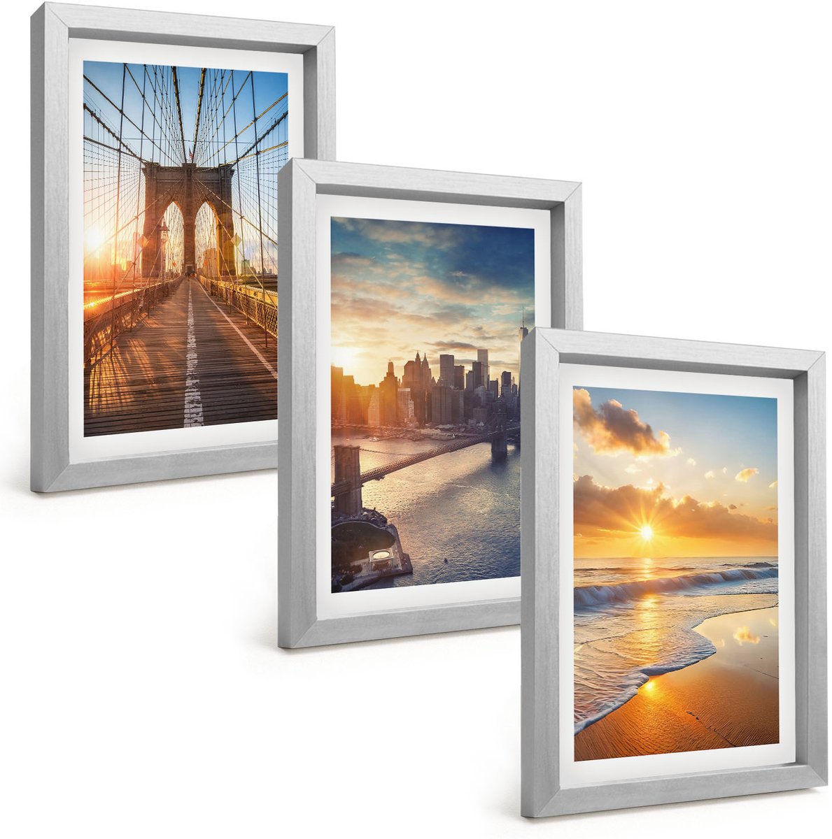 Tulup 4-Delige Schilderij Set - Bruggen en zonsondergangen in het stedelijk landschap - 20 x 30 cm - Wanddecoratie - Woonkamer Decoratie