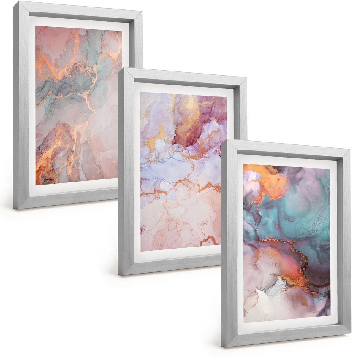 Tulup 4-Delige Schilderij Set - Abstracte patronen in pastelkleuren met accenten - 20 x 30 cm - Wanddecoratie - Woonkamer Decoratie - Stijlvolle Muurdecoratie