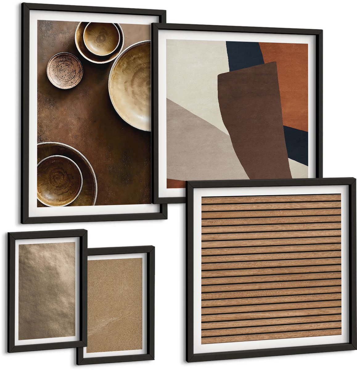 Tulup 4-Delige Schilderij Set - Stenen constructies in moderne minimalistische stijl - 50 x 50 cm, 20 x 30 cm en 40 x 60 cm - Moderne Wanddecoratie - Slaapkamer - Stijlvolle Muurdecoratie