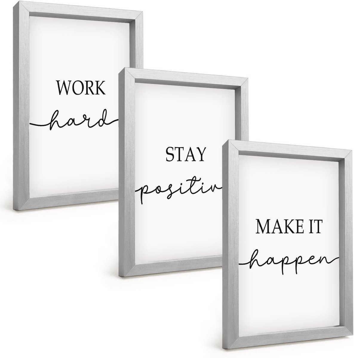 Tulup 4-Delige Schilderij Set - Minimalistische motiverende en inspirerende citaten - 20 x 30 cm - Muurdecoratie - Schilderijen Set - Woonkamer
