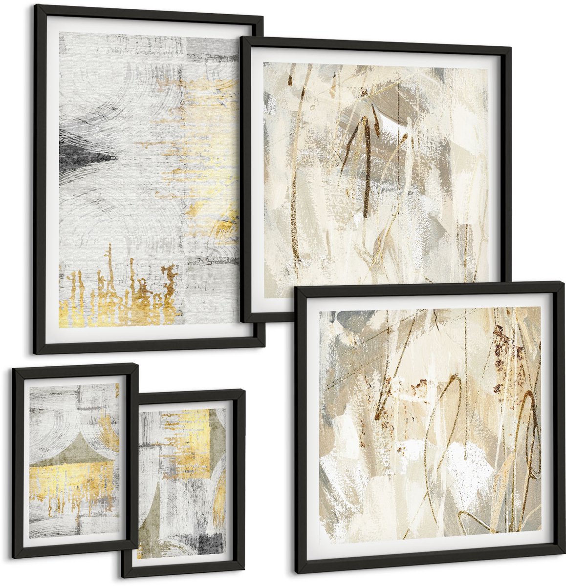 Tulup 4-Delige Schilderij Set - Stijlvolle abstracte composities met geometrische patronen - 50 x 50 cm, 20 x 30 cm en 40 x 60 cm - Moderne Wanddecoratie - Slaapkamer - Woonkamer Decoratie