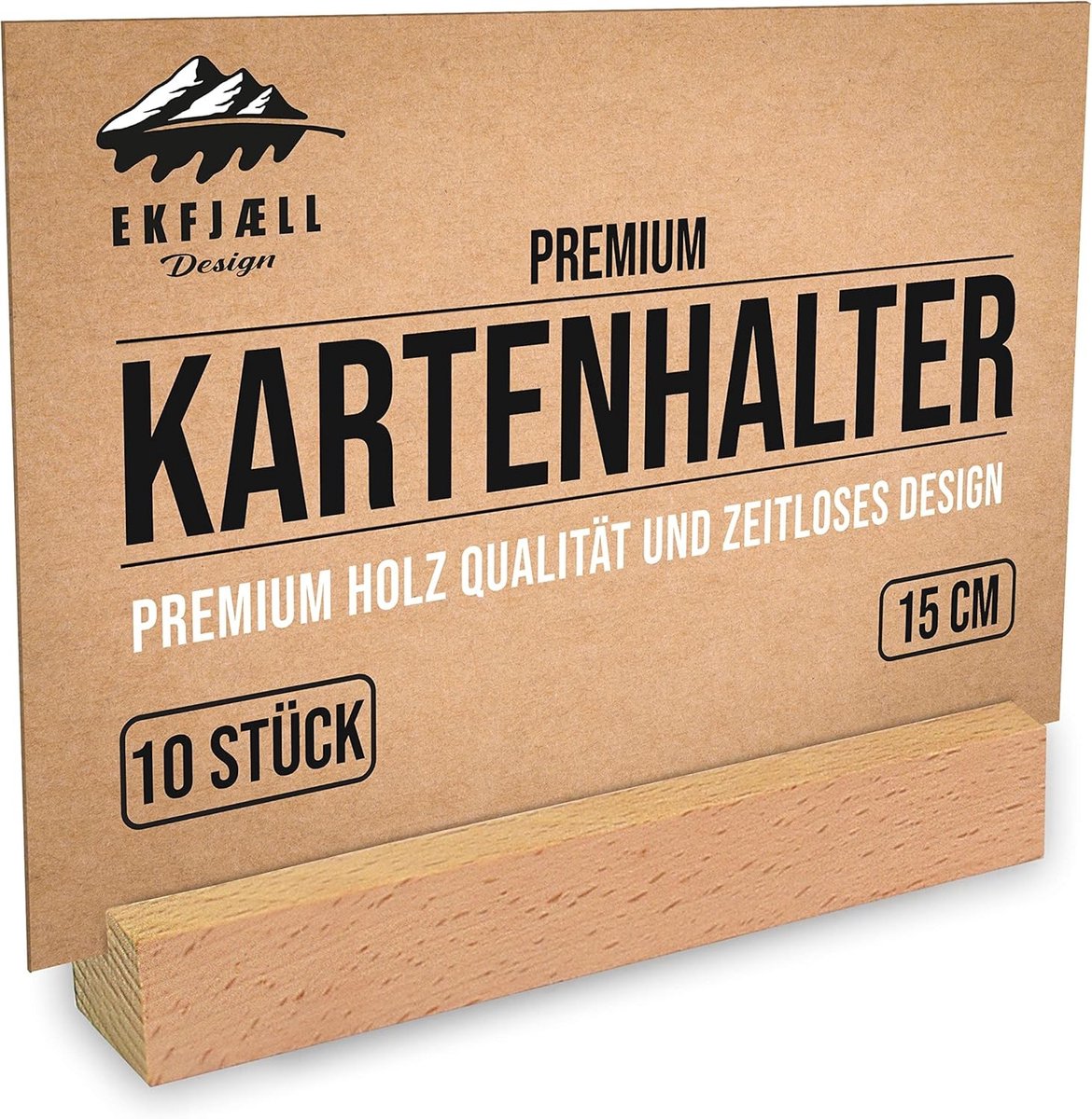 Kaarthouder fietsstuur - Naturel - 15 cm - Massief Beukenhout - Set van 10 voor Fotohouders en Menukaarten